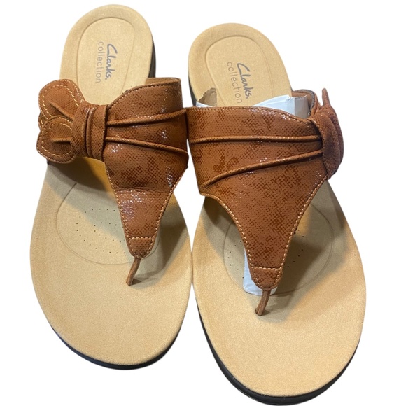 Clarks Laurieann Rae Women's Sandal Size 12W WIDE Tan Brown Comfy Causal Thong - Picture 3 of 11